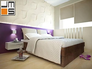 Ciekawy pomysł na aranżację ściany za łóżkiem w sypialni - zdjęcie od jms STUDIO s.c.