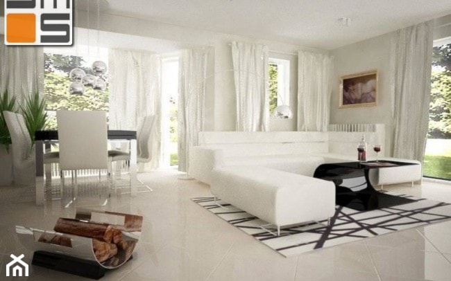 Biały salon z nowoczesnymi meblami - zdjęcie od jms STUDIO s.c. - Homebook