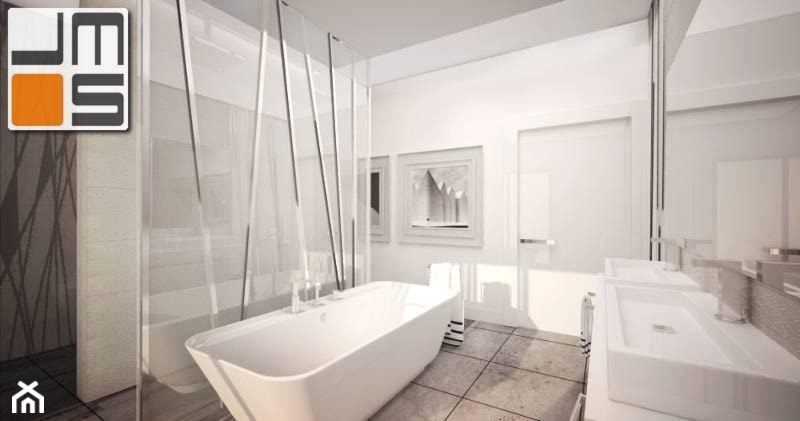 Aranżacja łazienki z wanną wolnostojącą i białymi płytkami - zdjęcie od jms STUDIO s.c.