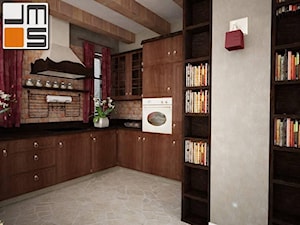 Projekt kuchni w stylu prowansalskim z dekoracyjnym okapem kuchennym - zdjęcie od jms STUDIO s.c.