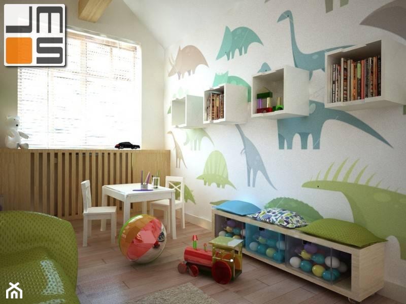 Projekt przytulnego pokoju dziecięcego, pomysłowa dekoracja na ścianie w pokoju dziecka - zdjęcie od jms STUDIO s.c.