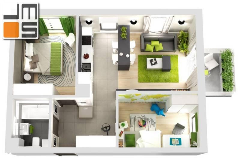 Wizualizacje układów funkcjonalnych mieszkań dla dewelopera - zdjęcie od jms STUDIO s.c. - Homebook