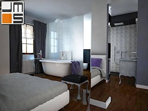 Łazienka w stylu glamour z wanną połączona z sypialnią - zdjęcie od jms STUDIO s.c.