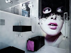 Pomysła na wykończenie ścian w WC, ciekawa grafika na ścianie - zdjęcie od jms STUDIO s.c.