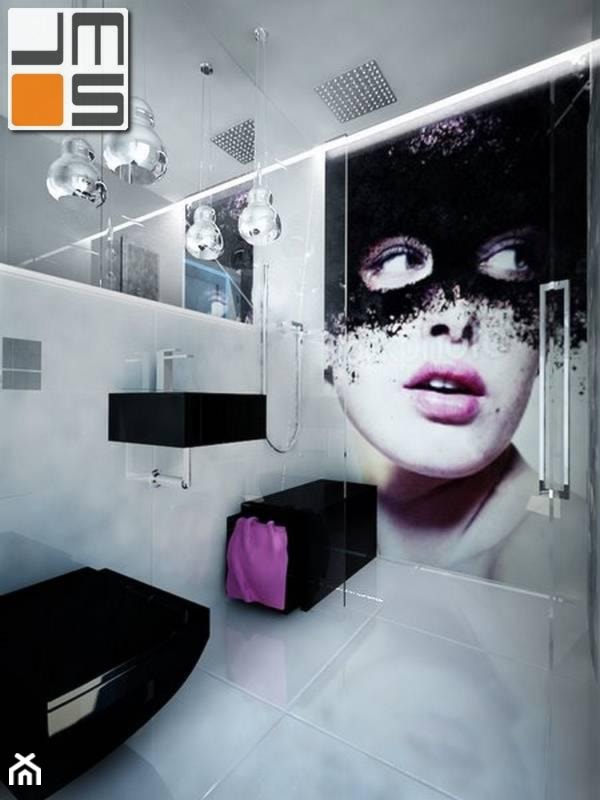 Pomysła na wykończenie ścian w WC, ciekawa grafika na ścianie - zdjęcie od jms STUDIO s.c. - Homebook