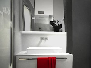 Oryginalny projekt lustra w niewielkiej łazience - zdjęcie od jms STUDIO s.c.