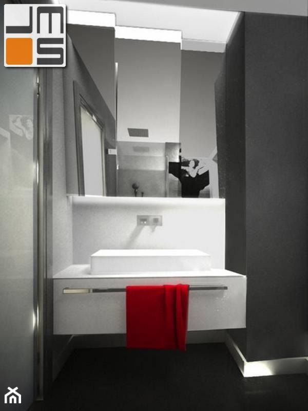 Oryginalny projekt lustra w niewielkiej łazience - zdjęcie od jms STUDIO s.c. - Homebook