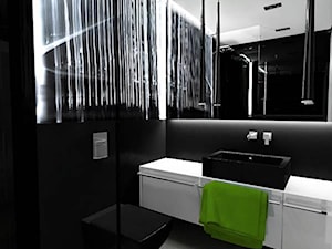 Aranżacja małej toalety ciemne flizy na ścianie - zdjęcie od jms STUDIO s.c.