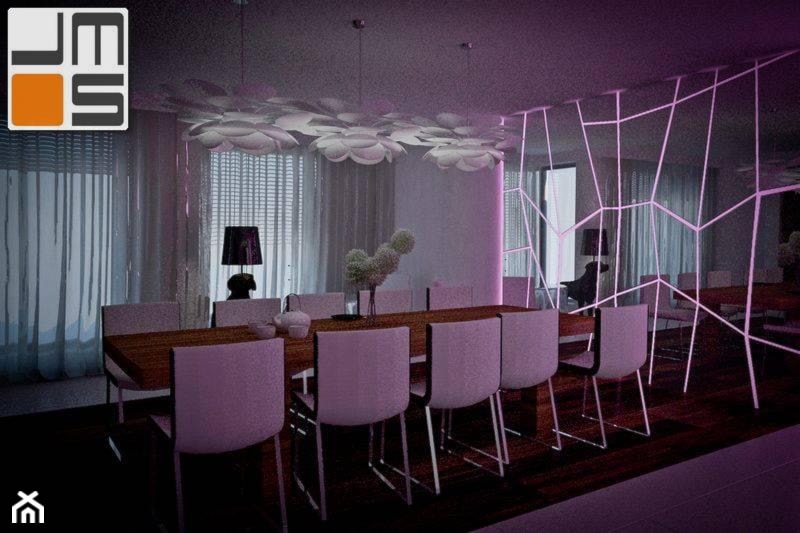 Projektowanie i aranżacja wnętrza jadalni z zastosowaniem oświetlenia Led RGB - zdjęcie od jms STUDIO s.c. - Homebook