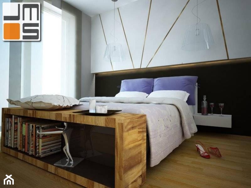 Modna sypialnia w mieszkaniu trzypokojowym w Warszawie - zdjęcie od jms STUDIO s.c.