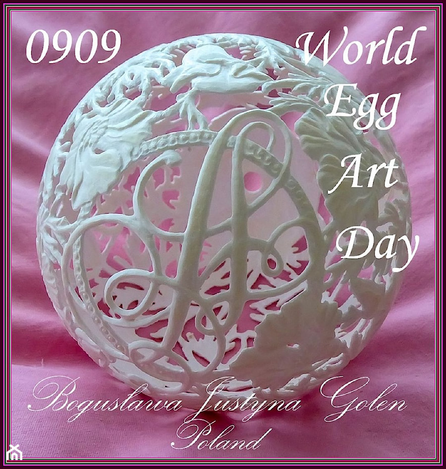Nasze pasje - Kwiaty - Jajko strusie jako dekoracje - zdjęcie od Ażurowe pisanki rzeźbione - Egg art