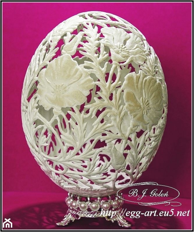 Jajko strusie jako dekoracje - Nasze pasje - zdjęcie od Ażurowe pisanki rzeźbione - Egg art - Homebook