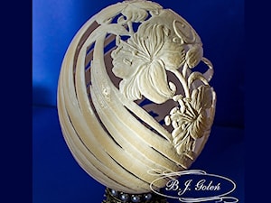 Nasze pasje - Lilie - Jajko strusie jako dekoracje - zdjęcie od Ażurowe pisanki rzeźbione - Egg art