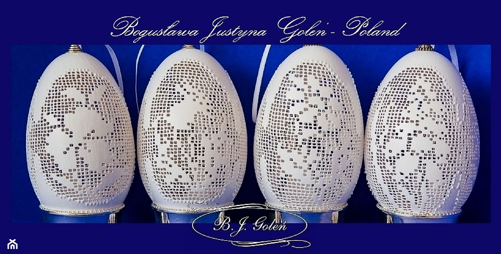 Ażurowe pisanki inspirowane motywami koronkami haftu filet - krzyżykowymi - zdjęcie od Ażurowe pisanki rzeźbione - Egg art - Homebook