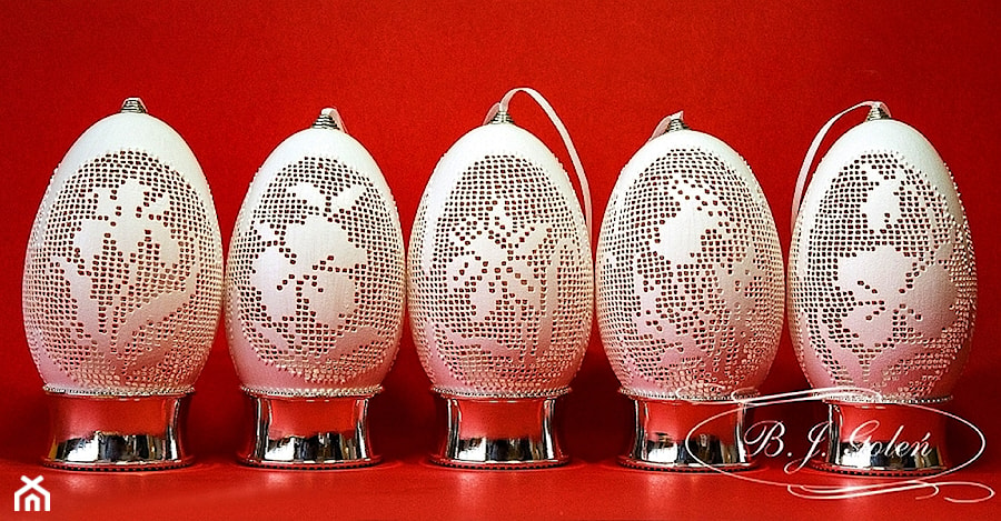 Ażurowe pisanki, inspirowane haftem siatkowym na gęsich jajach - autor Bogusława Justyna Goleń Poland 1 - zdjęcie od Ażurowe pisanki rzeźbione - Egg art