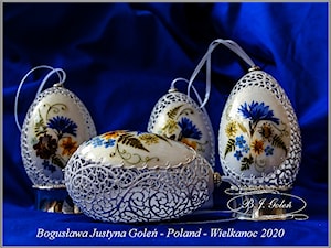 Ażurowe pisanki i suszone kwiaty - gęsie jajka - Bogusława Justyna Goleń - zdjęcie od Ażurowe pisanki rzeźbione - Egg art