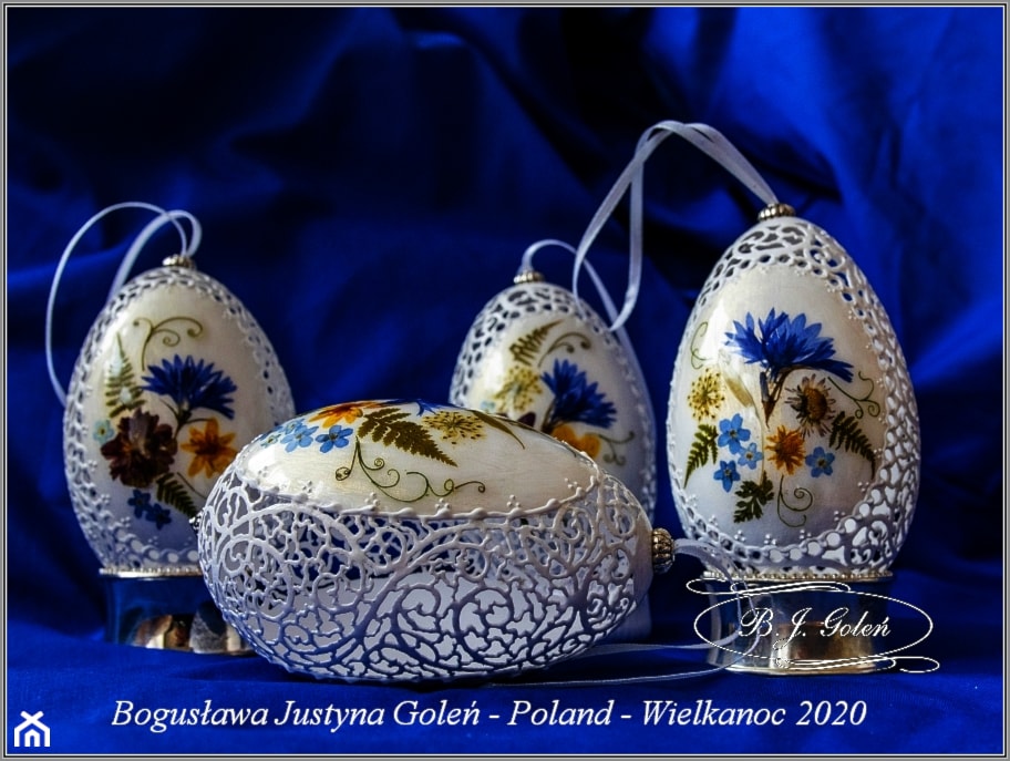Ażurowe pisanki i suszone kwiaty - gęsie jajka - Bogusława Justyna Goleń - zdjęcie od Ażurowe pisanki rzeźbione - Egg art - Homebook