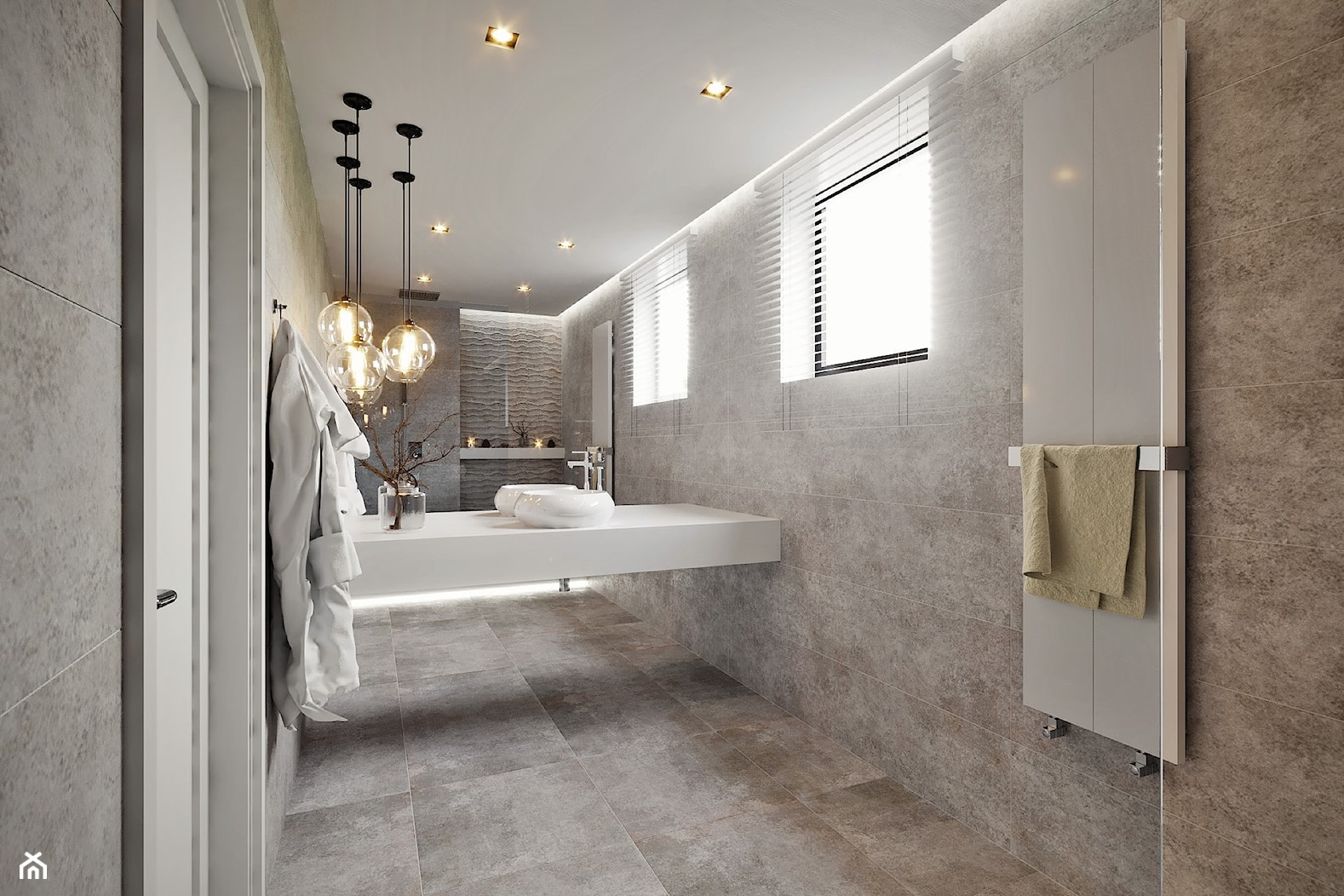 Łazienka w neutralnych kolorach - Średnia łazienka z oknem, styl minimalistyczny - zdjęcie od SOFISTO Pracownia Projektowa - Homebook