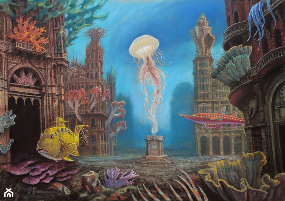 Marcin Kołpanowicz, „Plac Meduzy”, pastel na papierze, 110×75 cm - zdjęcie od Galeria Quantum - Homebook