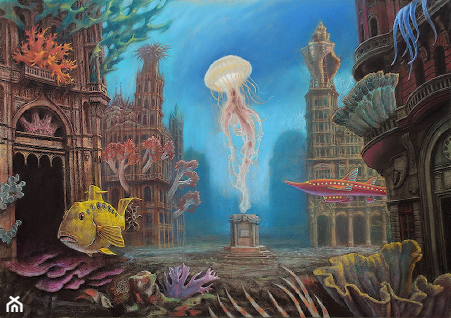 Marcin Kołpanowicz, „Plac Meduzy”, pastel na papierze, 110×75 cm - zdjęcie od Galeria Quantum