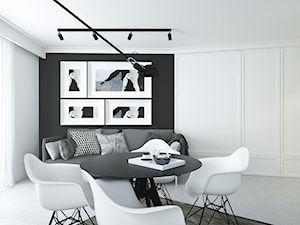 Artystyczny Żoliboż - Mały biały salon z jadalnią, styl glamour - zdjęcie od Optim Group Architecture & Design