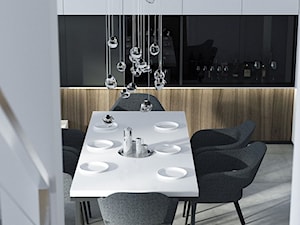 Mały biały salon z jadalnią, styl nowoczesny - zdjęcie od Optim Group Architecture & Design
