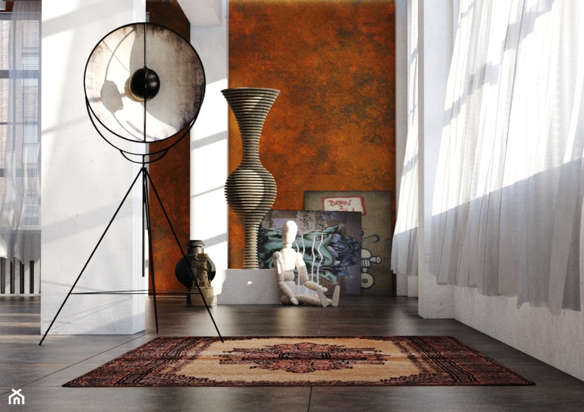 Farba o efekcie rdzy - Mały biały salon, styl industrialny - zdjęcie od Francesco GUARDI Collezione - Homebook