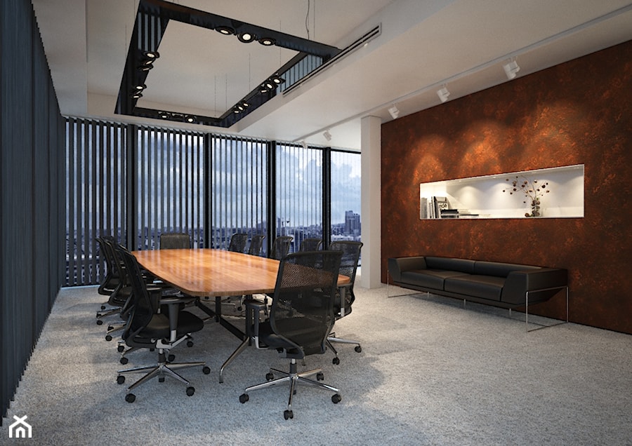 Farba o efekcie rdzy - Duże z sofą szare biuro, styl industrialny - zdjęcie od Francesco GUARDI Collezione