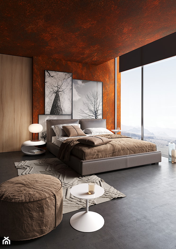 Farba o efekcie rdzy - Średnia pomarańczowa sypialnia, styl nowoczesny - zdjęcie od Francesco GUARDI Collezione - Homebook