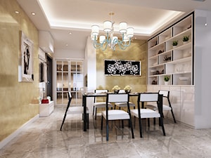Stiuk wapienny - Średnia beżowa biała jadalnia jako osobne pomieszczenie, styl nowoczesny - zdjęcie od Francesco GUARDI Collezione