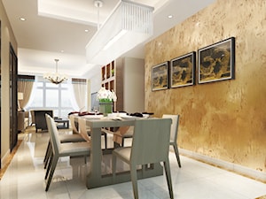 Farba o efekcie rosy - Duża beżowa jadalnia jako osobne pomieszczenie, styl tradycyjny - zdjęcie od Francesco GUARDI Collezione