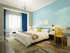 Inspiracje - Średnia niebieska szara z biurkiem sypialnia - zdjęcie od Francesco GUARDI Collezione
