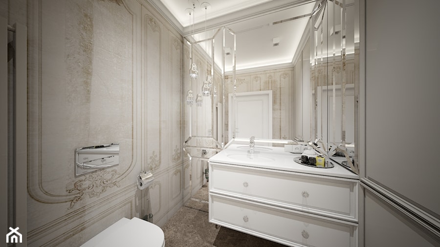 Classic beauty - Średnia bez okna z lustrem z marmurową podłogą łazienka, styl tradycyjny - zdjęcie od TEMA Architekci