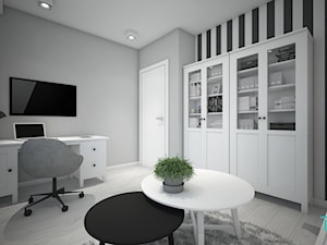 Classic always fashionable - Średnie w osobnym pomieszczeniu z sofą białe czarne szare biuro, styl tradycyjny - zdjęcie od TEMA Architekci