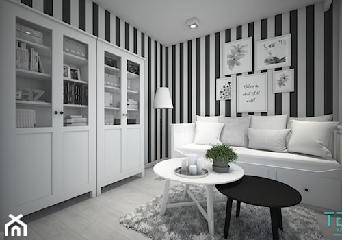 Classic always fashionable - Średnie z sofą białe czarne biuro, styl tradycyjny - zdjęcie od TEMA Architekci