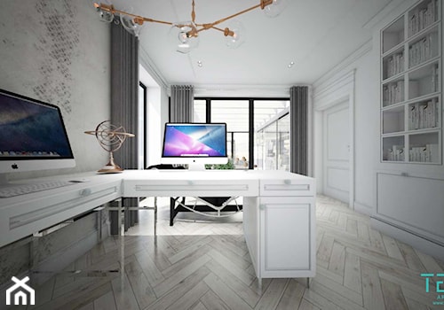 Classic beauty - Średnie w osobnym pomieszczeniu białe szare biuro, styl tradycyjny - zdjęcie od TEMA Architekci