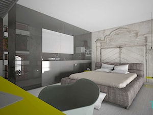 Mieszkanie dwupoziomowe LOFT INDUSTRIAL - Średnia szara z biurkiem sypialnia, styl industrialny - zdjęcie od TEMA Architekci