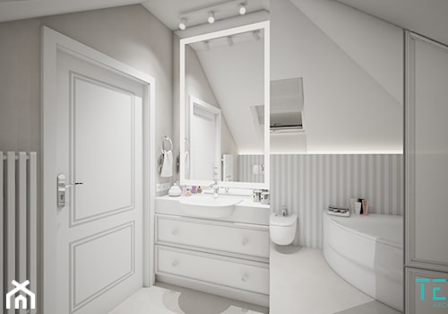 Classic beauty - Średnia na poddaszu z lustrem łazienka z oknem, styl tradycyjny - zdjęcie od TEMA Architekci