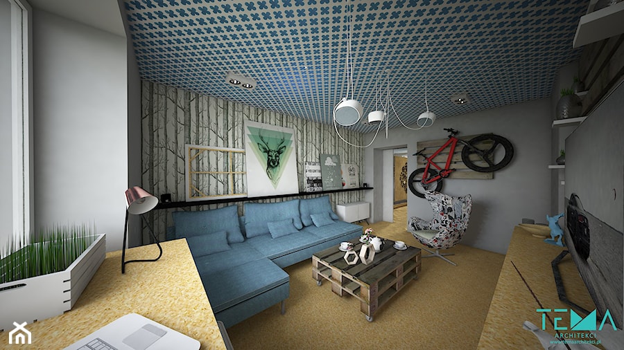 Mieszkanie dla singla METAMORFOZA - Salon, styl nowoczesny - zdjęcie od TEMA Architekci