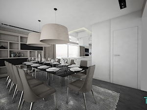 Dom jednorodzinny NUDE BEIGE - Duża beżowa biała jadalnia jako osobne pomieszczenie, styl nowoczesny - zdjęcie od TEMA Architekci