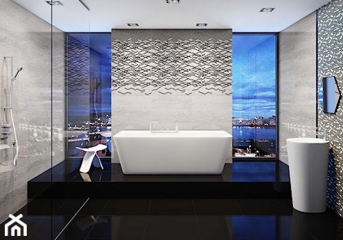 Kolekcja łazienkowa PERLA - Średnia z punktowym oświetleniem łazienka z oknem - zdjęcie od Ceramika Pilch Jasienica