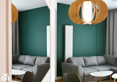 OVO WROCŁAW - Apartament Zielony - Mały zielony salon z jadalnią, styl nowoczesny - zdjęcie od ROOM STUDIO