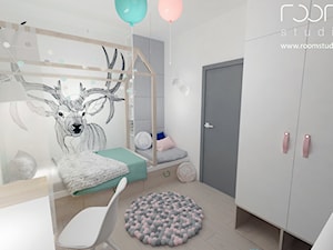 Dziewczęce pokoje - Średni szary pokój dziecka dla nastolatka dla chłopca, styl skandynawski - zdjęcie od ROOM STUDIO