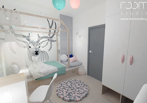 Dziewczęce pokoje - Średni szary pokój dziecka dla nastolatka dla chłopca, styl skandynawski - zdjęcie od ROOM STUDIO