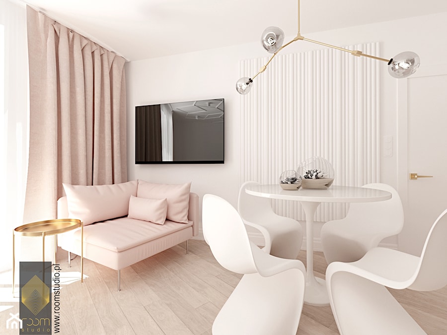 Apartament Wrocław - Średnia biała jadalnia w salonie, styl nowoczesny - zdjęcie od ROOM STUDIO