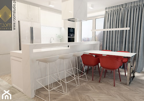 Apartament w stylu New York - Średnia biała jadalnia w kuchni, styl nowoczesny - zdjęcie od ROOM STUDIO