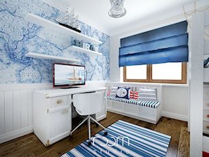 Pokoje dziecięce - Średni szary niebieski pokój dziecka dla nastolatka dla chłopca, styl nowoczesny - zdjęcie od ROOM STUDIO