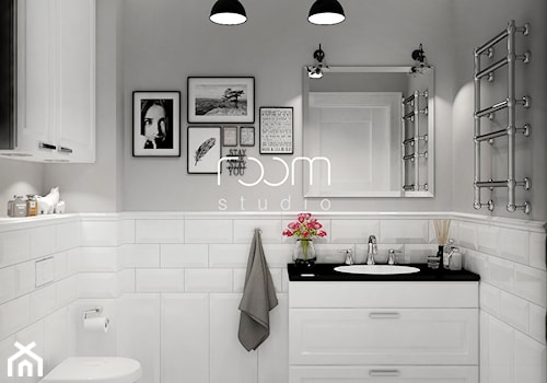 Łazienki w bieli - Mała łazienka, styl skandynawski - zdjęcie od ROOM STUDIO