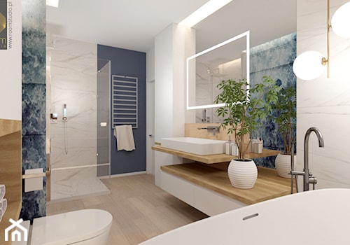 Łazienka z wanną - Duża bez okna z lustrem łazienka, styl nowoczesny - zdjęcie od ROOM STUDIO