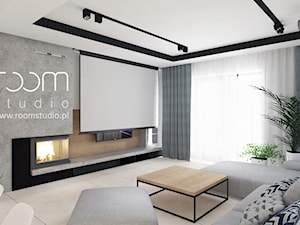 Salon z Sówką - Duży biały szary salon, styl nowoczesny - zdjęcie od ROOM STUDIO